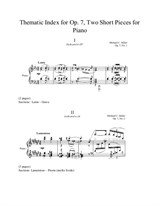 Thematic Index for Op.7, Two Short Pieces for Piano
